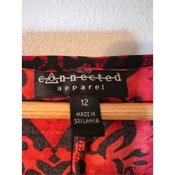 Connected Apparel Size 12 Victorian Baroque Print Shift Dress Red Black Gothic - Picture 9 of 10